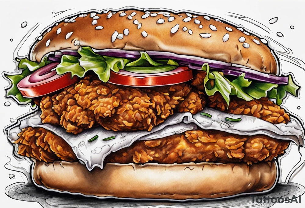 A fried chicken sandwich tattoo idea