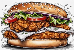A fried chicken sandwich tattoo idea
