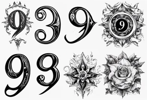 number 9 upside down and right side up connected in the middle. 9:16 aspect ratio. tattoo idea
