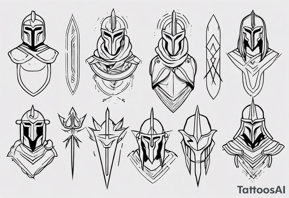 minimalist spartan 
fine-linework tattoo idea