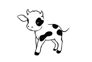 small cute black and white patched baby cow tattoo idea