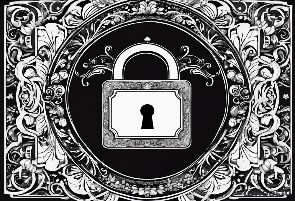 "Property of Washito" with a small, stylized lock and key. tattoo idea