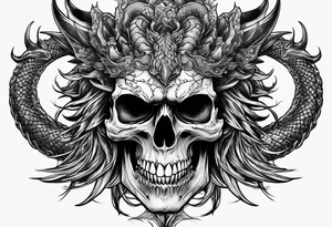 Dark skull and dragon tattoo idea