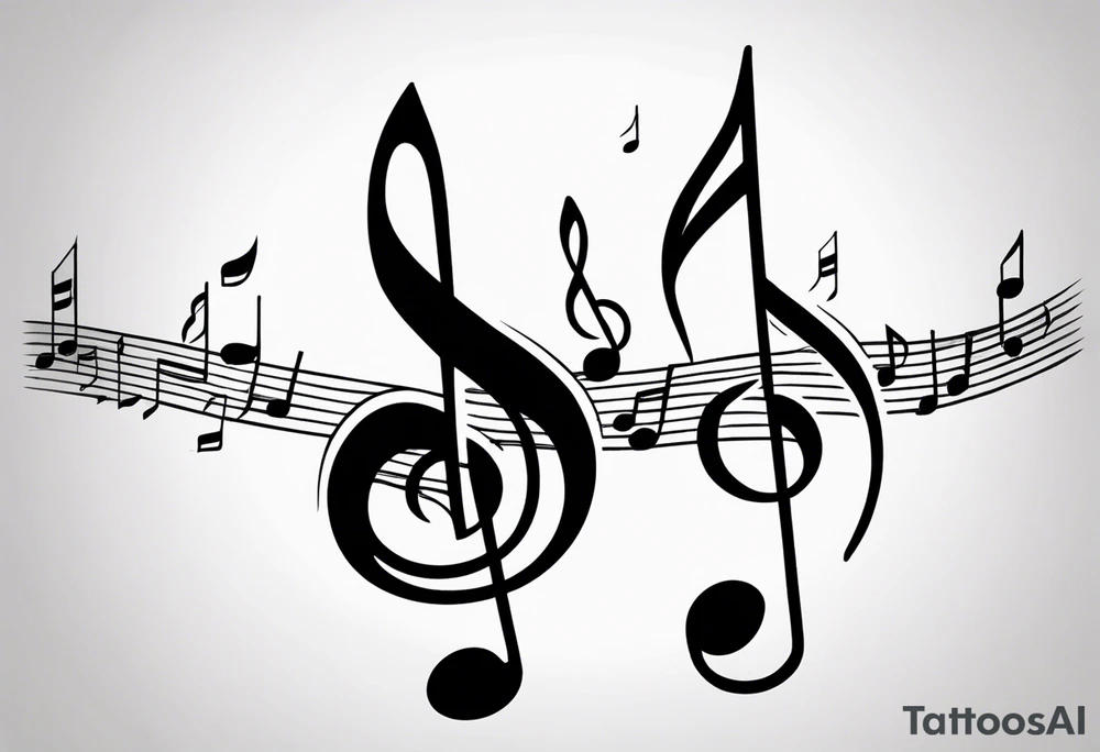 Simple, musical notes, in the shape of l and r tattoo idea