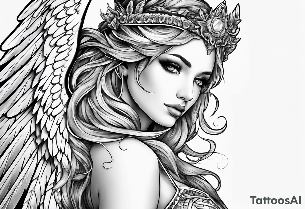 Angel in dessous tattoo idea