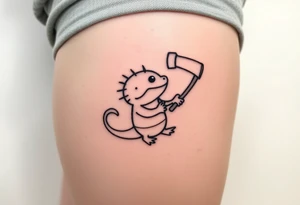 axolotl holding an axe tattoo idea