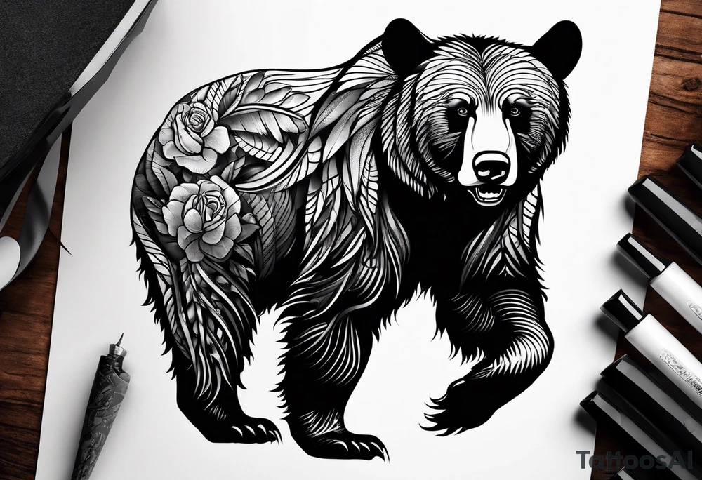Angry Black Bear tattoo idea