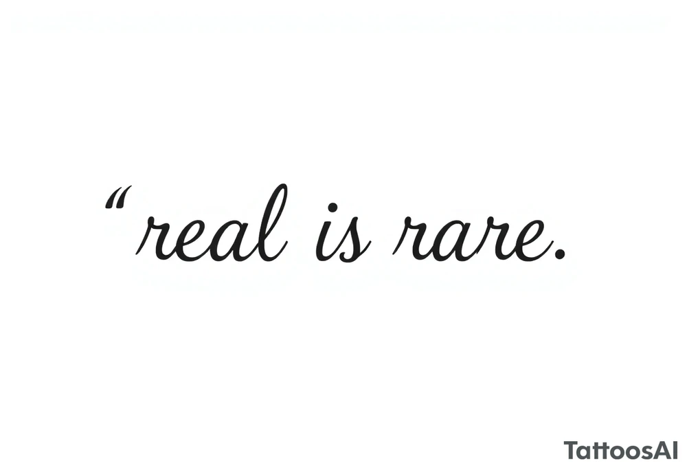 "real is rare" quote in sleky style tattoo idea