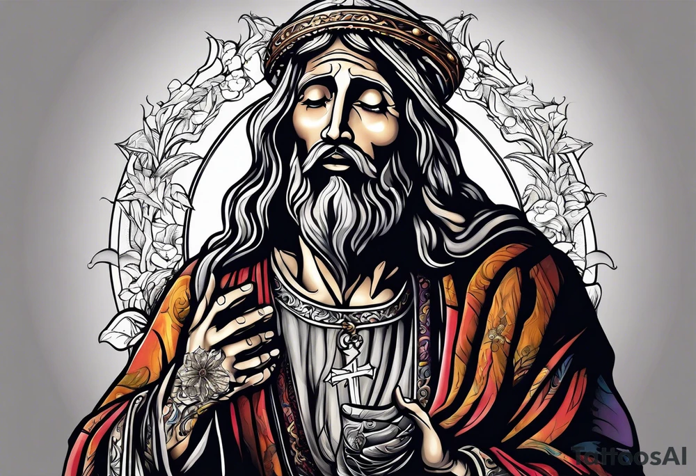 beggar reaching for Jesus Christ tattoo idea