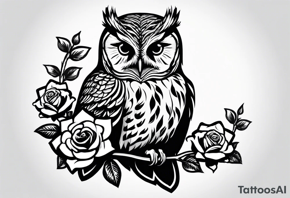Barred owl with a rose tattoo idea