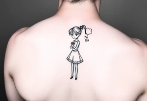 Young girl stick figure with a ruby and 7-6-19 tattoo idea