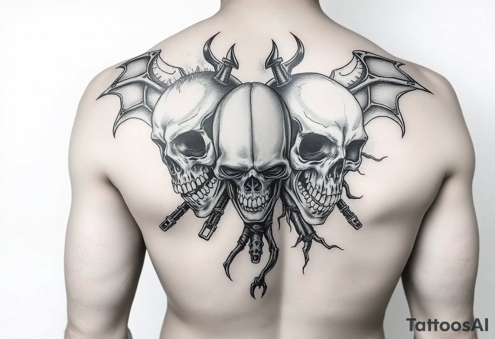 Battle of inner demons skulls demons childhood of pain suffering lifetime of  broken promises heart break for a male full arm sleve tattoo idea