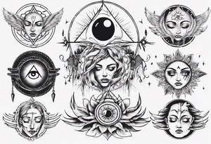 face with two eyes closed and third eye open tattoo idea