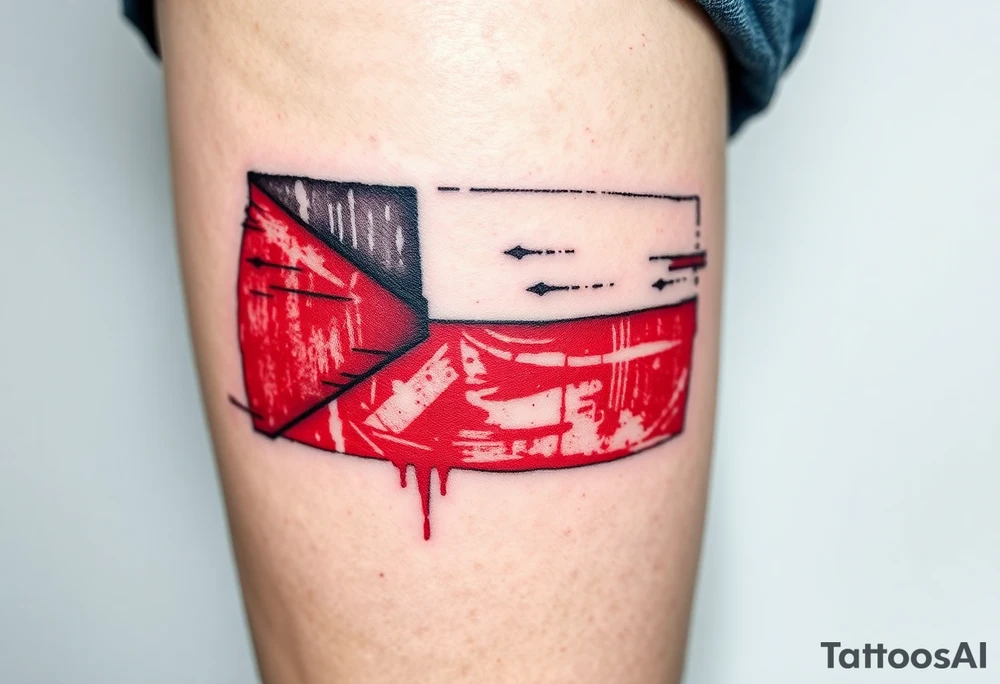 A distressed Czech flag with a grunge texture, giving it a bold, rugged, and rebellious feel tattoo idea