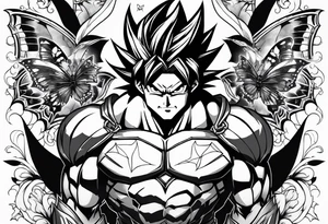 Goku and Batman with butterflies tattoo idea