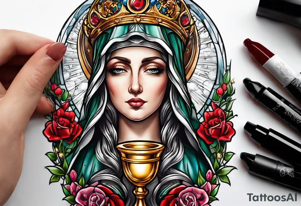 Saint Barbara holding a chalice tattoo idea