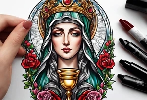 Saint Barbara holding a chalice tattoo idea