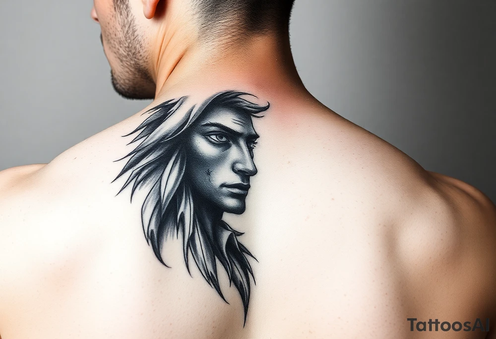 pencil sketch of dark and light emotion tattoo idea