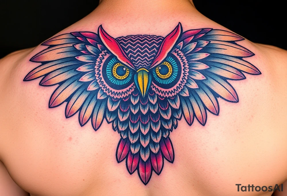 Honey comb owl tattoo idea