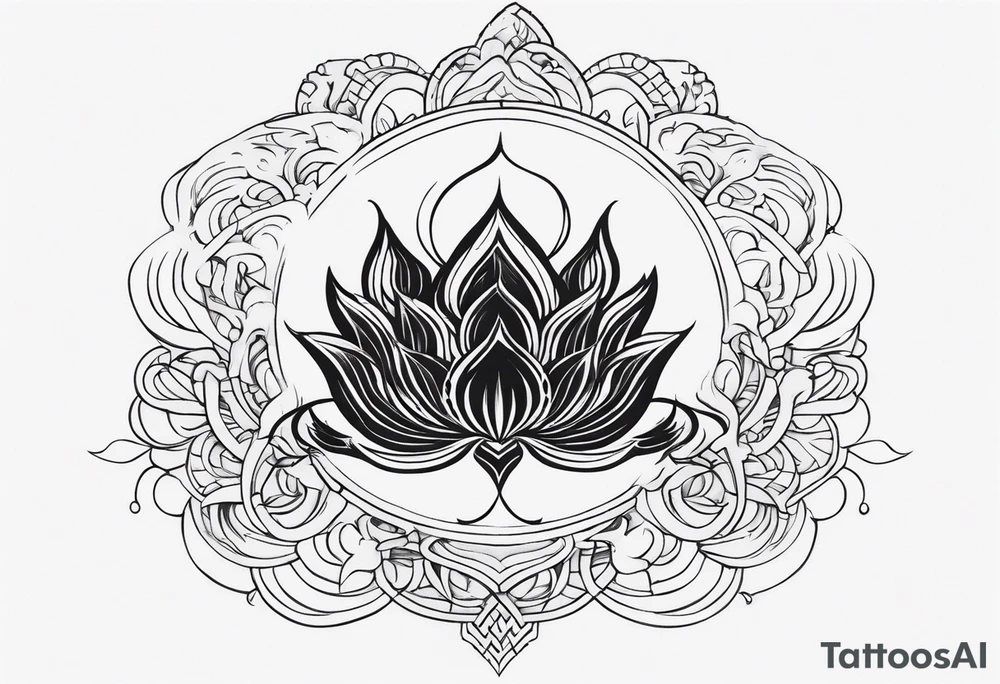 one vertical tattoo that combines lotus flower, phoenix and helix, strength and resilience symbols tattoo idea