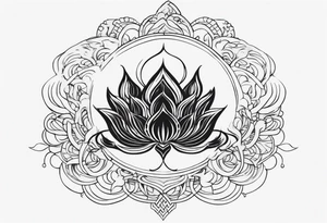 one vertical tattoo that combines lotus flower, phoenix and helix, strength and resilience symbols tattoo idea
