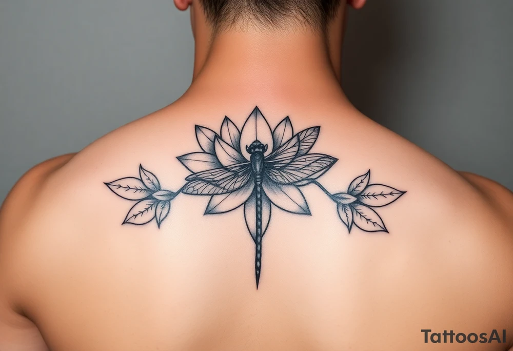 Lotus flower and dragonfly tattoo idea