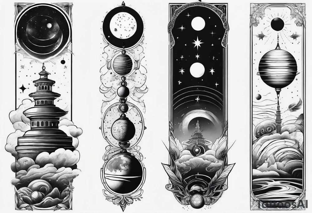 solar system spine tattoo idea