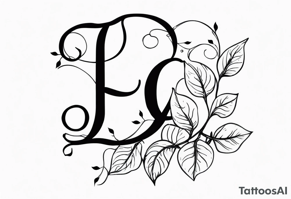 tiny letter L with vines tattoo idea