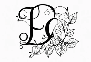 tiny letter L with vines tattoo idea