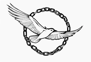 Broken chains with bird flying out tattoo idea