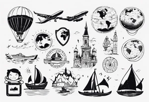 a kid dreaming about travelling around the world tattoo idea