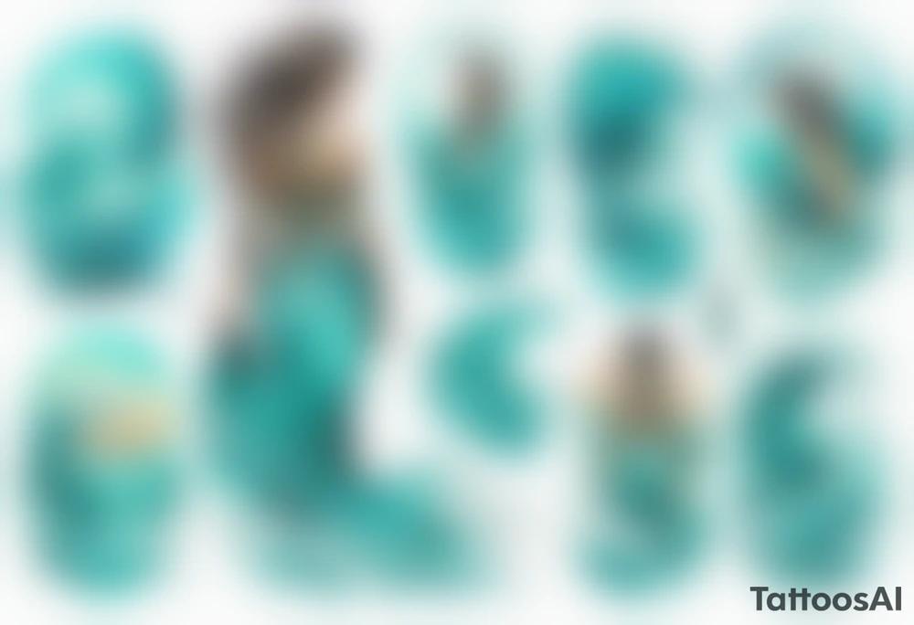 a turquoise water woman standing in the waves tattoo idea