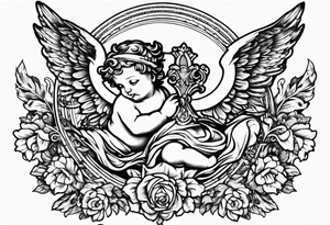 renaissance style cherub flying tattoo idea