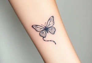 ethereal butterfly with flowing silk ribbons in moonlight tattoo idea