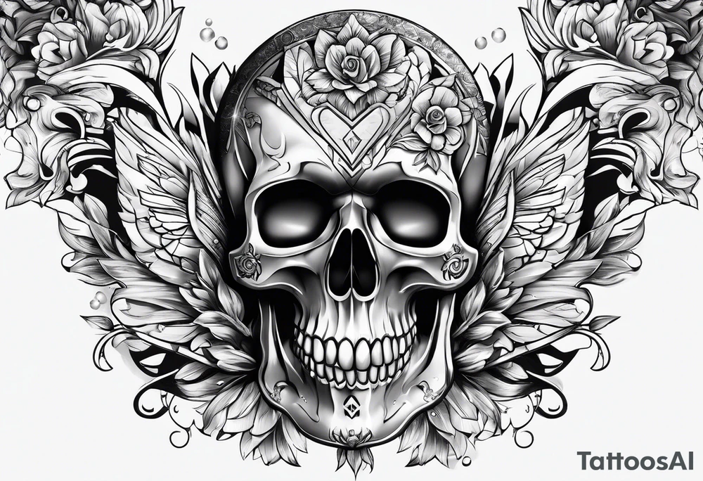 rock gemstone with skull inside tattoo idea