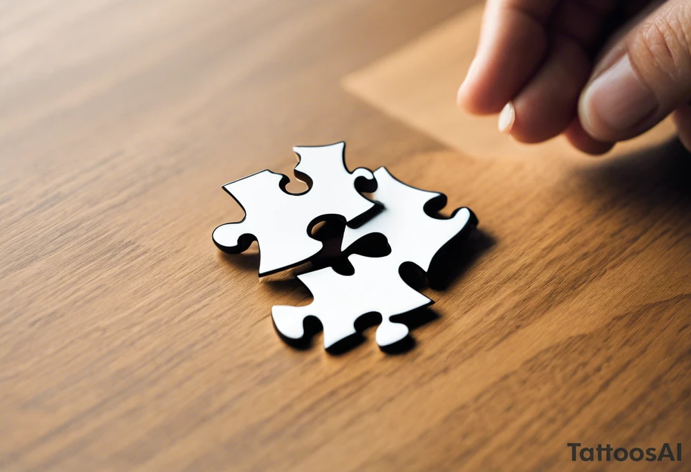 Interlocking Puzzle Pieces
   Concept: Two outlined puzzle pieces that are interlocking or fit together perfectly, symbolizing how you and your sister were connected. One of the puzzle pieces could have the small, filled-in heart inside it.
   Text: “To my favorite sister” could be placed underneath or along the curve of your ankle, maintaining your sister’s handwriting. You could position the text so it wraps slightly around the interlocking pieces. tattoo idea