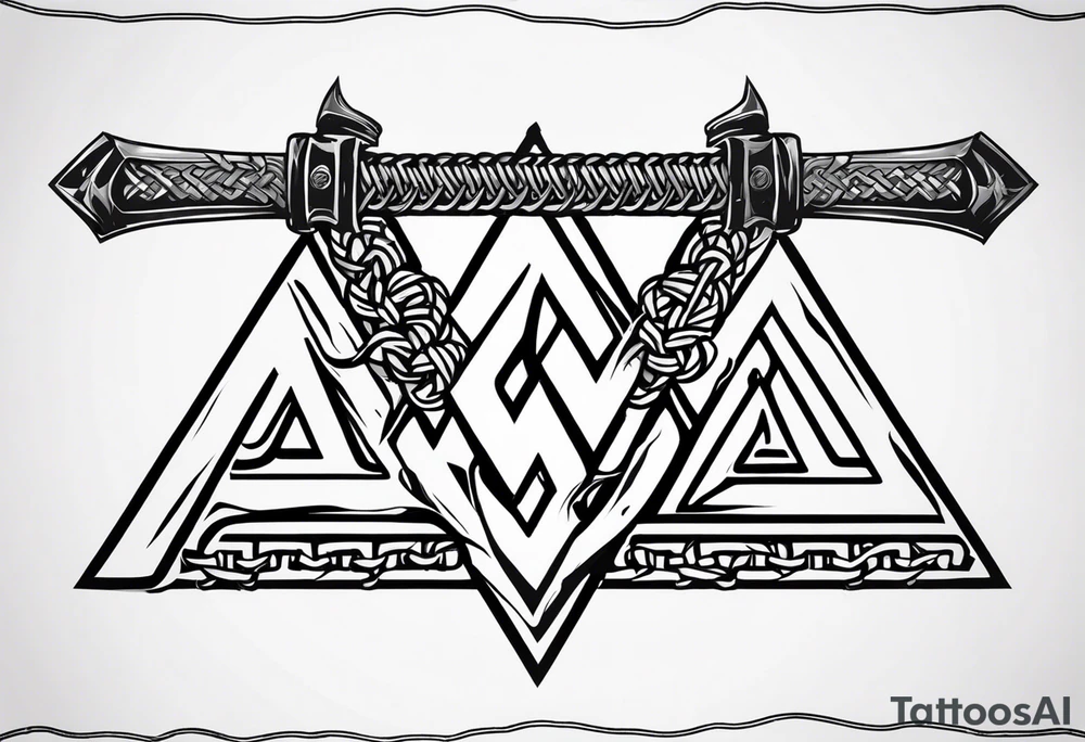 Valhalla sword axe Valknut barbed wire chains tattoo idea Valhalla sword axe Valknut barbed wire chains tattoo idea