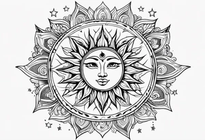 Sun moon and stars tattoo idea