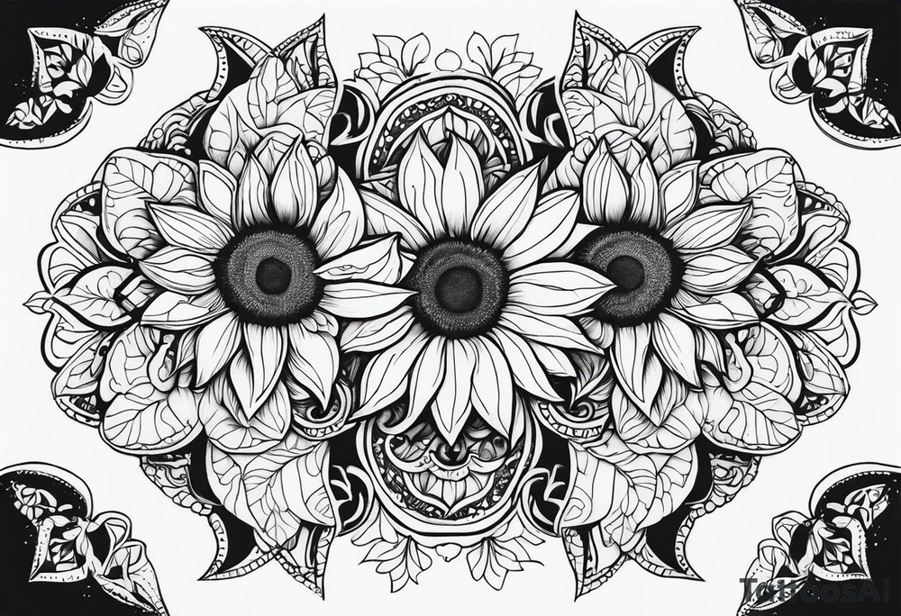 Animal print with sunflowers tattoo idea