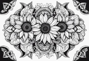 Animal print with sunflowers tattoo idea