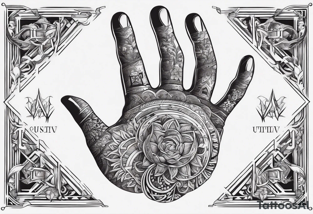 Skeleton hand with words engraved tattoo idea