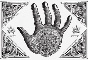 Skeleton hand with words engraved tattoo idea