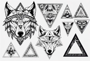 wolf head with triangle in the background tattoo idea