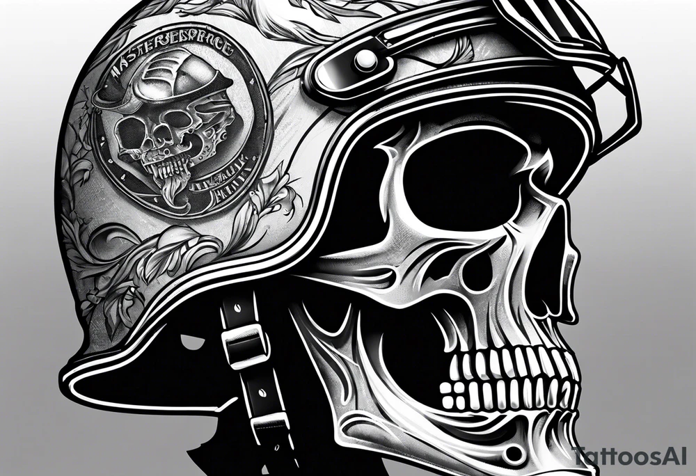 hockey skull with helmet tattoo idea