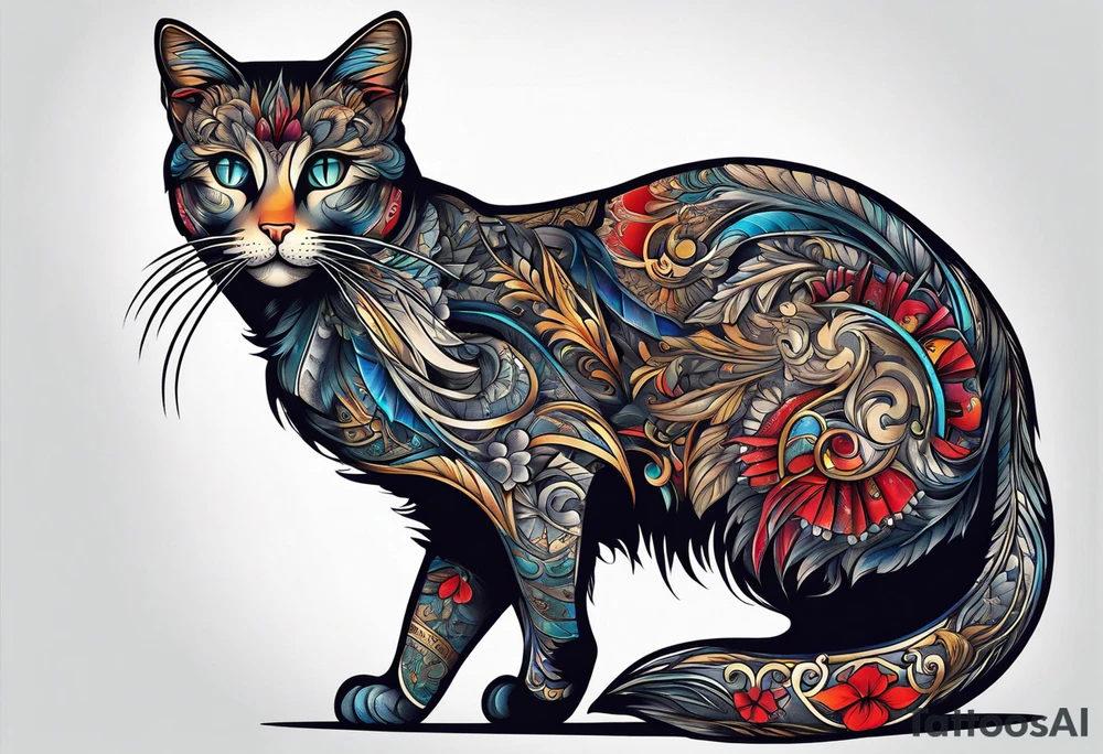 Cat made out of playing cards tattoo idea