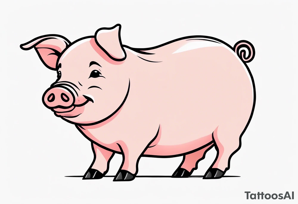 simple drawing of piglet or pig with text: "Friends. Not Food" included.
draw with very thin lines and no shading tattoo idea