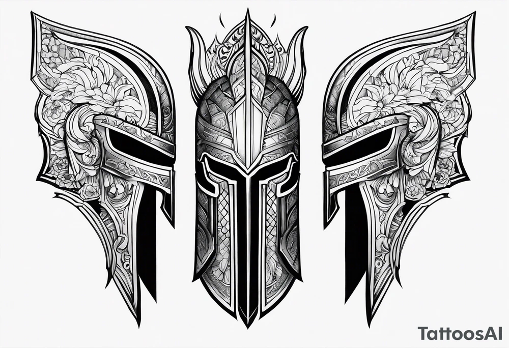 Spartan shin armor tattoo idea