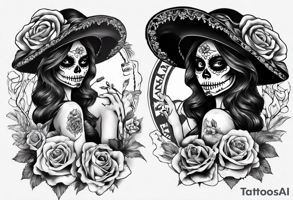 La catrina and cooking day of the dead tattoo idea