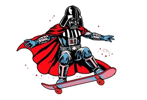 Darth Vader skateboarding >
blue & red tattoo idea