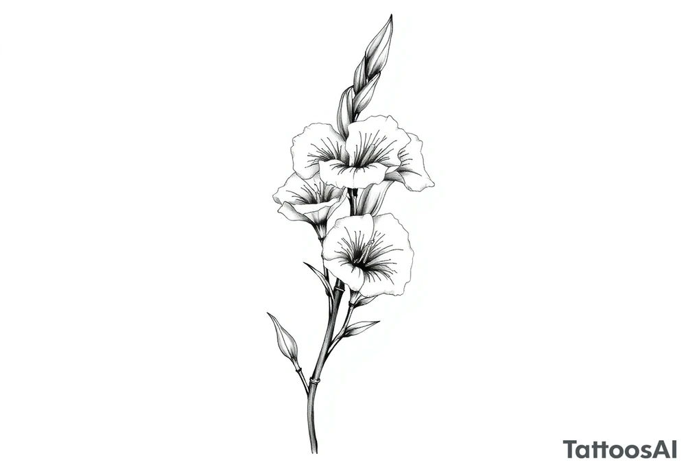 4 Large gladiolus stem flower tattoo idea